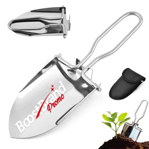 Custom Stainless Steel Folding Camping Shovel with Carry Pouch — Field Tool 1