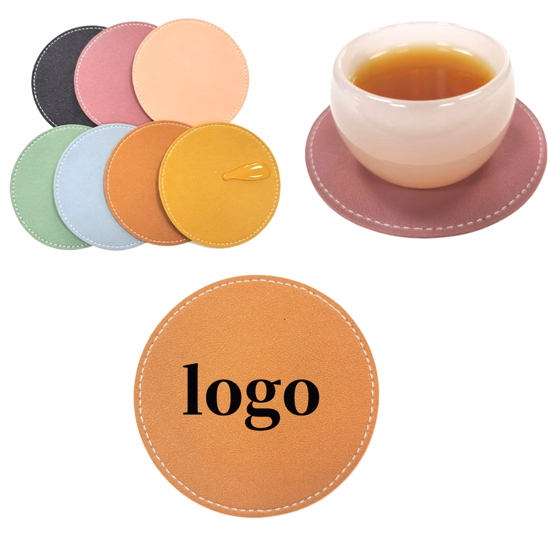 Custom Round Leather Heat Resistant Coaster