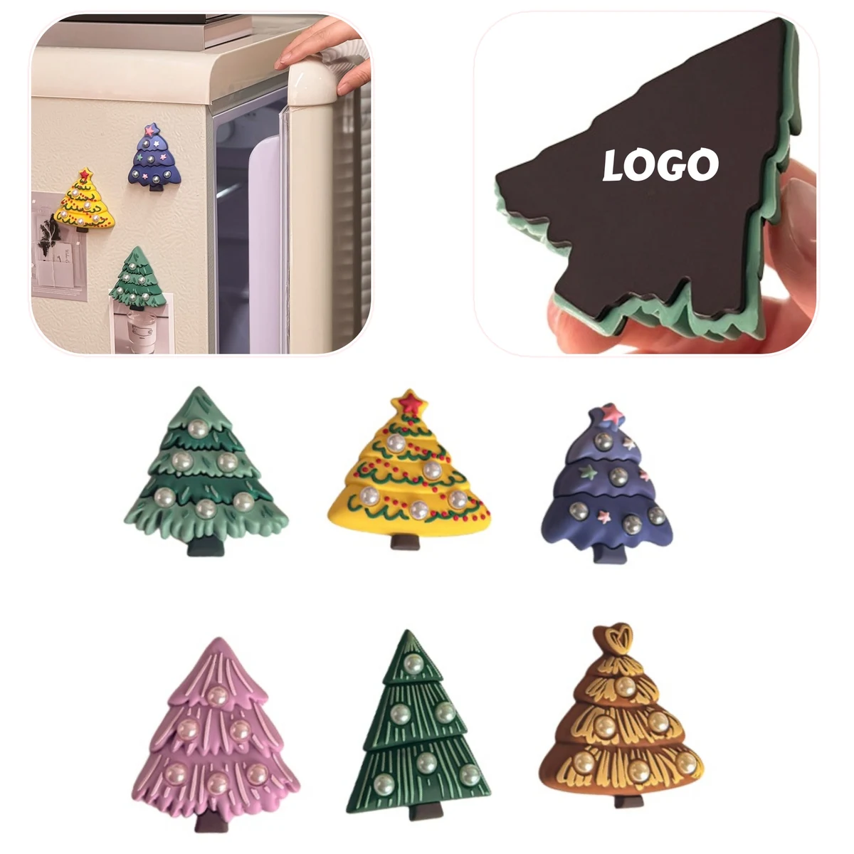 3pcs 3D Christmas Tree Fridge Magnet Holiday Decor 1