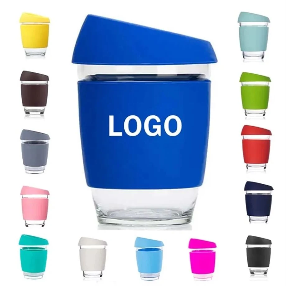 12oz High Borosilicate Glass Coffee Mug with Silicone Lid 1