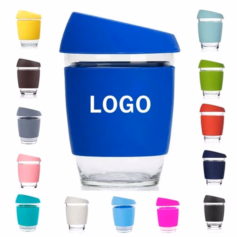 12oz High Borosilicate Glass Coffee Mug with Silicone Lid