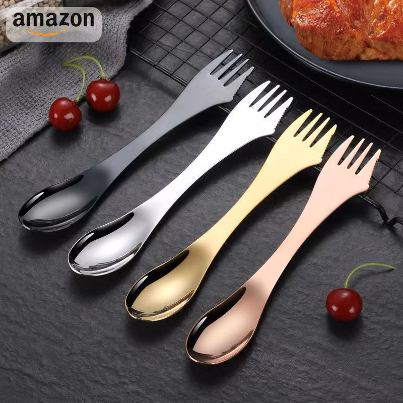 Stainless Steel 3 In 1 Spork For Camping Hiking