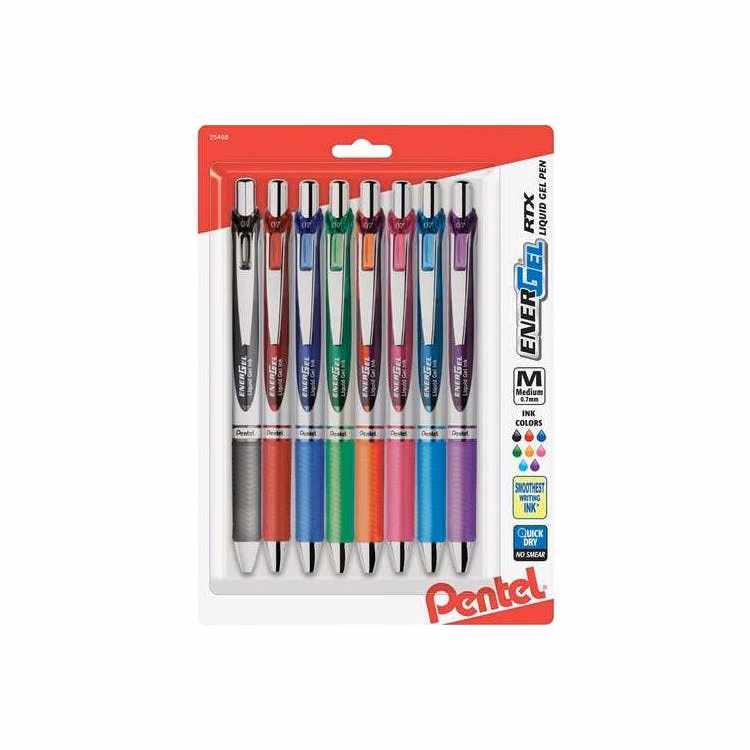 Liquid Gel Pens - 8 Colors Medium 0.7mm Stainless Steel Tip