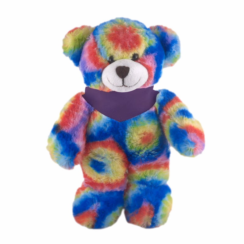 Soft Plush Stuffed Tie Dye Bear with Bandana