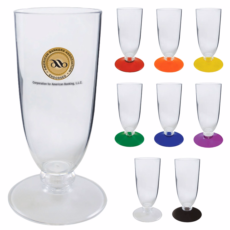 7oz Short Stem Plastic Champagne Flute with Your Choice of Base Color