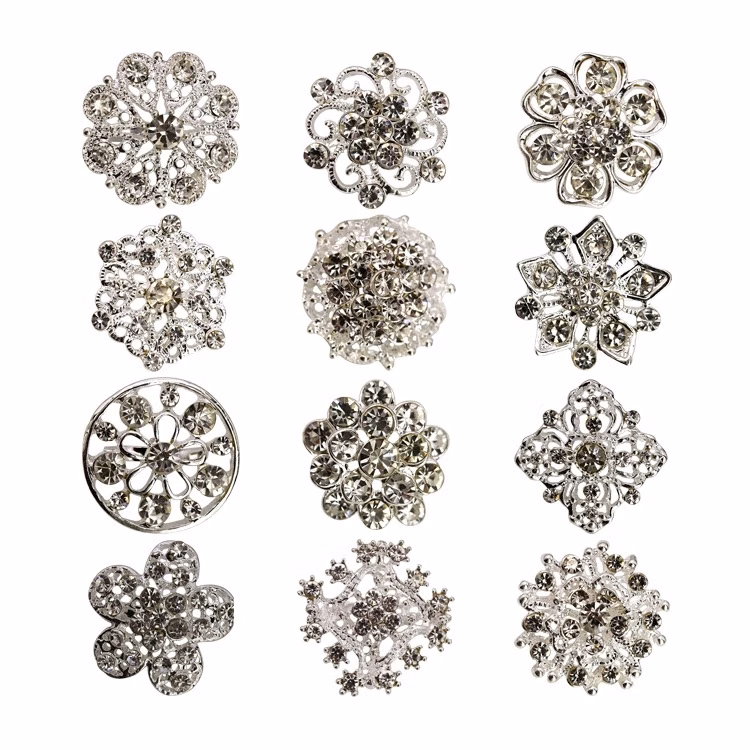 Silver crystal Wedding brooch bouquet set(12pcs)