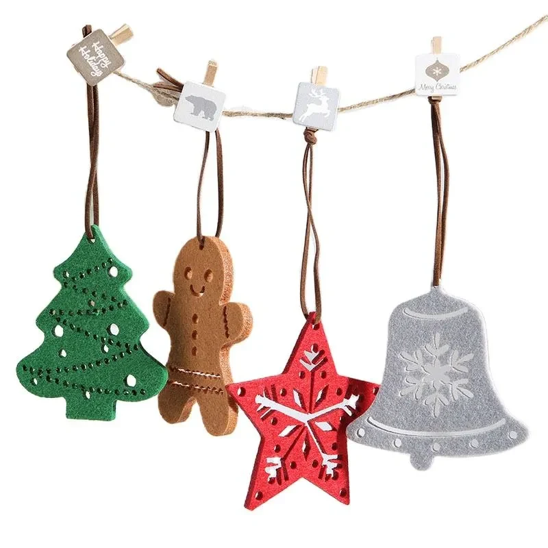 Gingerbread Felt Ornament Christmas DIY Tree Snowflake Decor 1