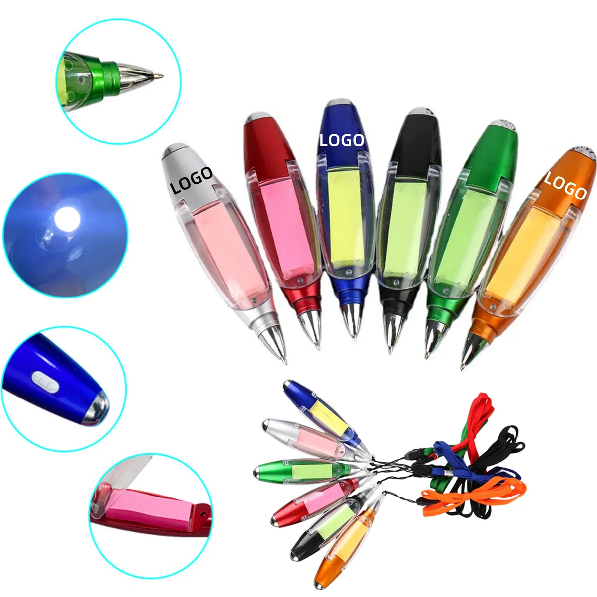 MOQ LED Light Ballpoint Pen With Sticky Notes 1