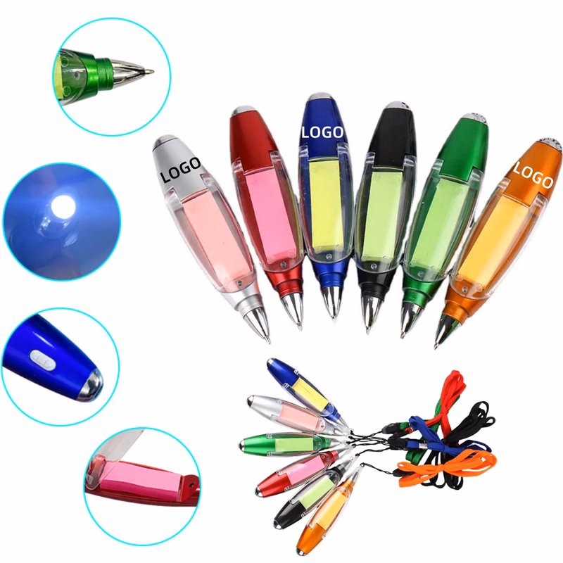 MOQ LED Light Ballpoint Pen With Sticky Notes