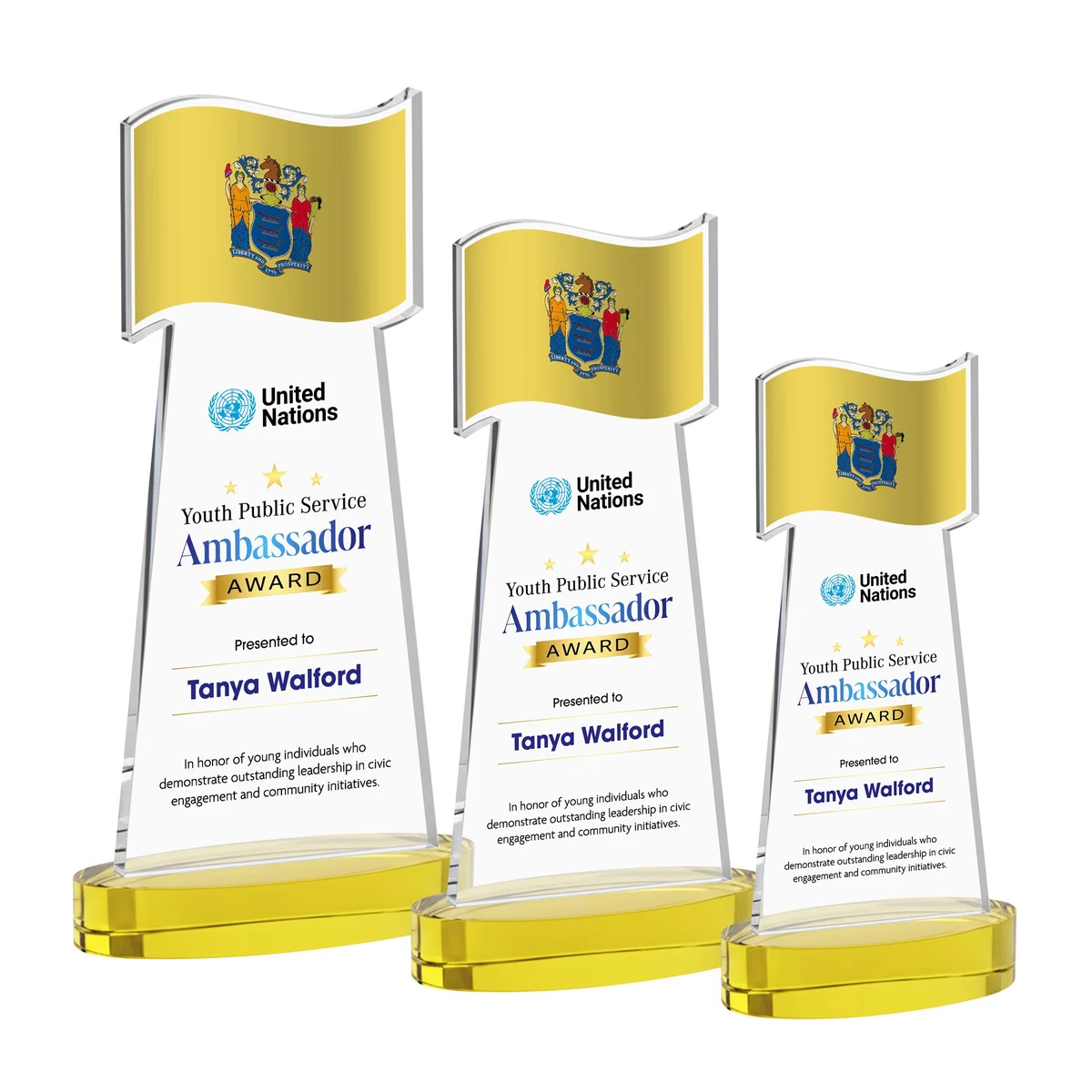 Flag VividPrint™ Award on Alberton Base - Gold 1