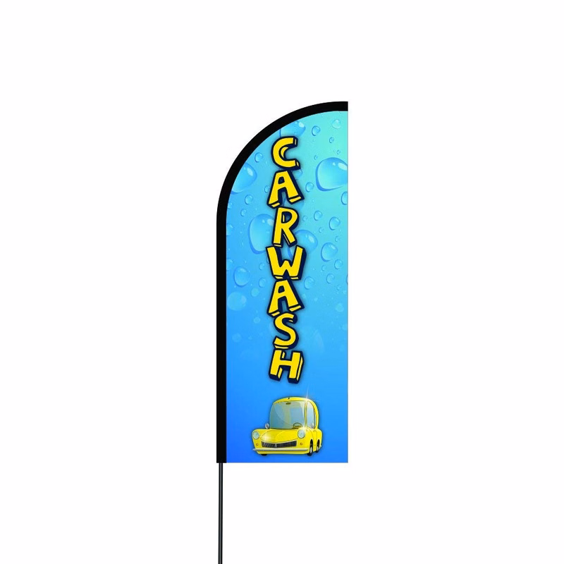 Car Wash Flag Kit Hardware 14' Feet Feather Flag Sign Outdoor Banner - Blue