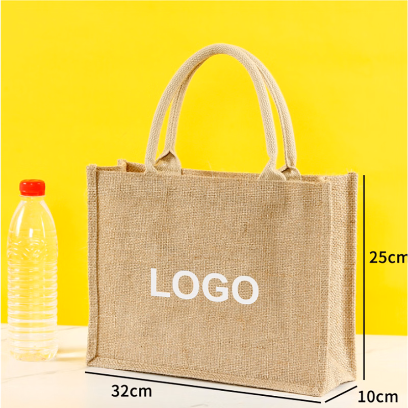 Reusable Jute Tote Bag 12.5" x 9.8" x 3.9"