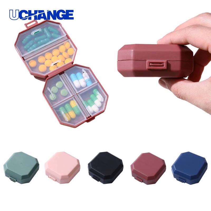 Foldable 6-Compartment Portable Pill Box Organizer