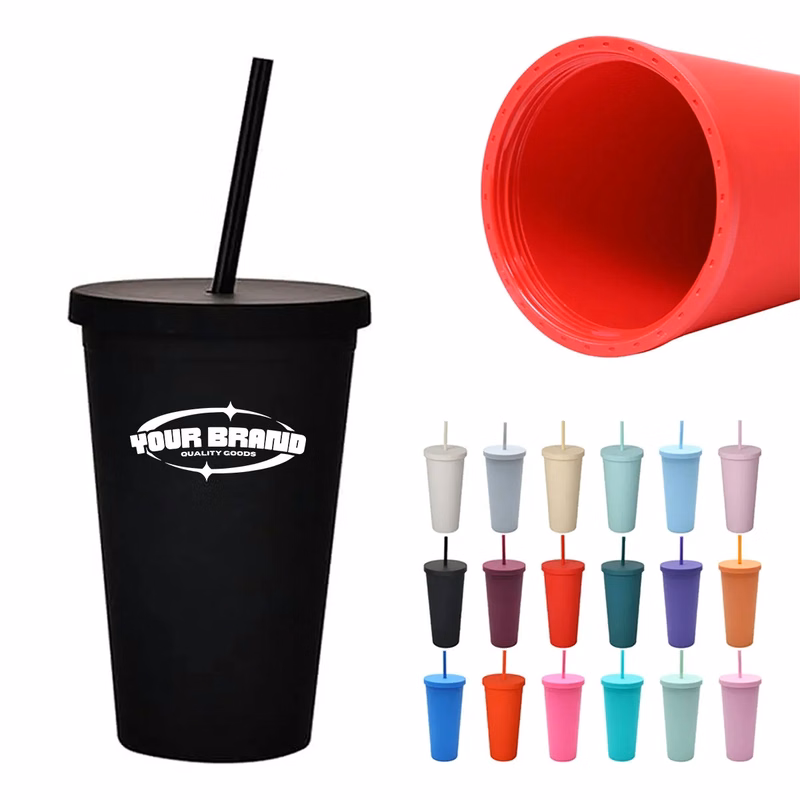 24Oz Straw Coffee Cup With Lid Simple Portable Tumbler