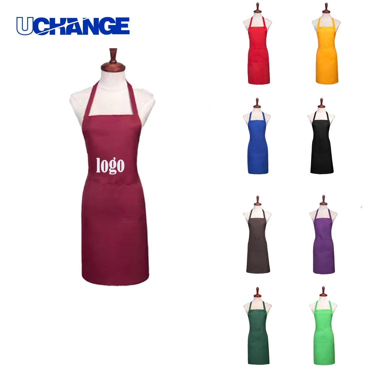 Bib Apron with Two Pockets for BBQ Protective Wear 1