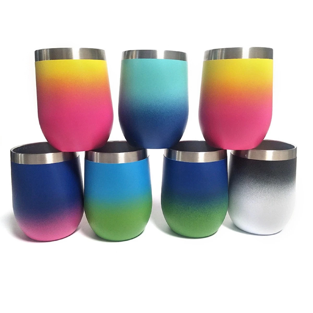12oz Gradient Color Wine Tumbler with Lid 1