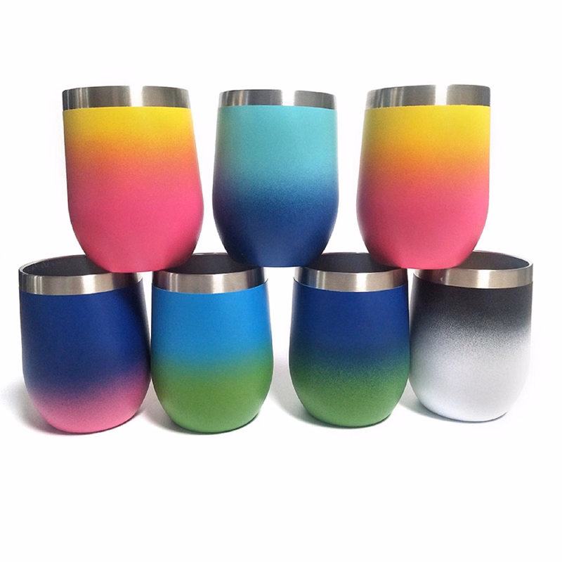 12oz Gradient Color Wine Tumbler with Lid