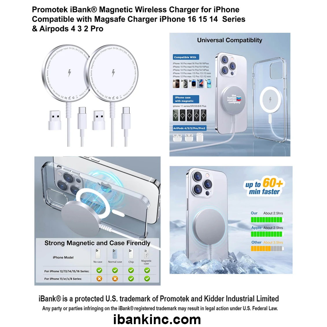 iBank ® MagSafe Compatible 15W Fast Wireless Charger 1