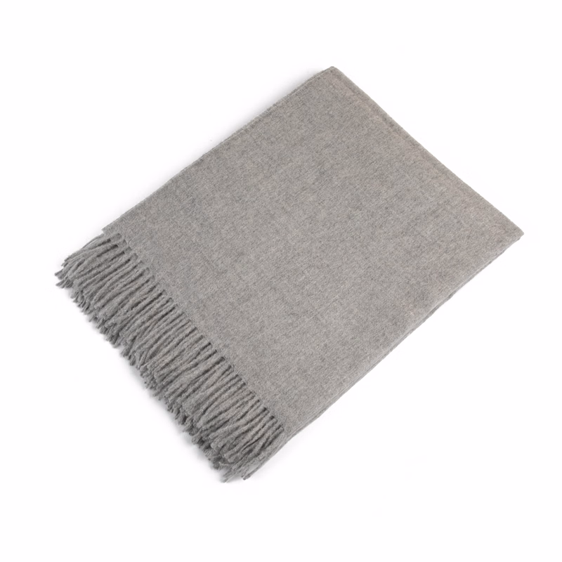 Light Gray 100% Alpaca Throw Blanket