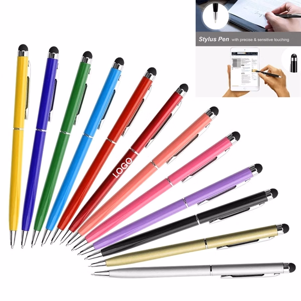 Custom 5.3" Aluminum Universal Stylus Ballpoint — Compact Dual-Function Professional Pen