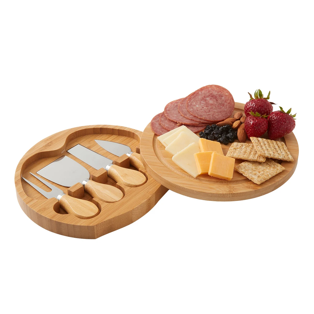5-Piece Swivel Top Bamboo Cheese Board Set 1