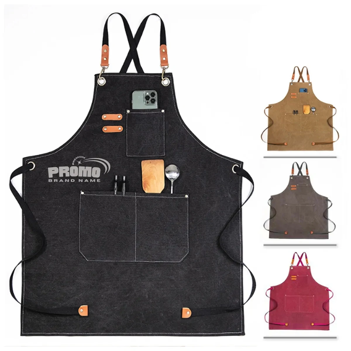 Lightweight Canvas Cross Back Chef Cotton Aprons 1