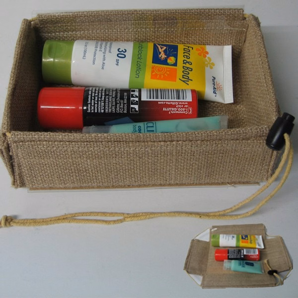 Jute Collapsible Jute Box w Clear Lid