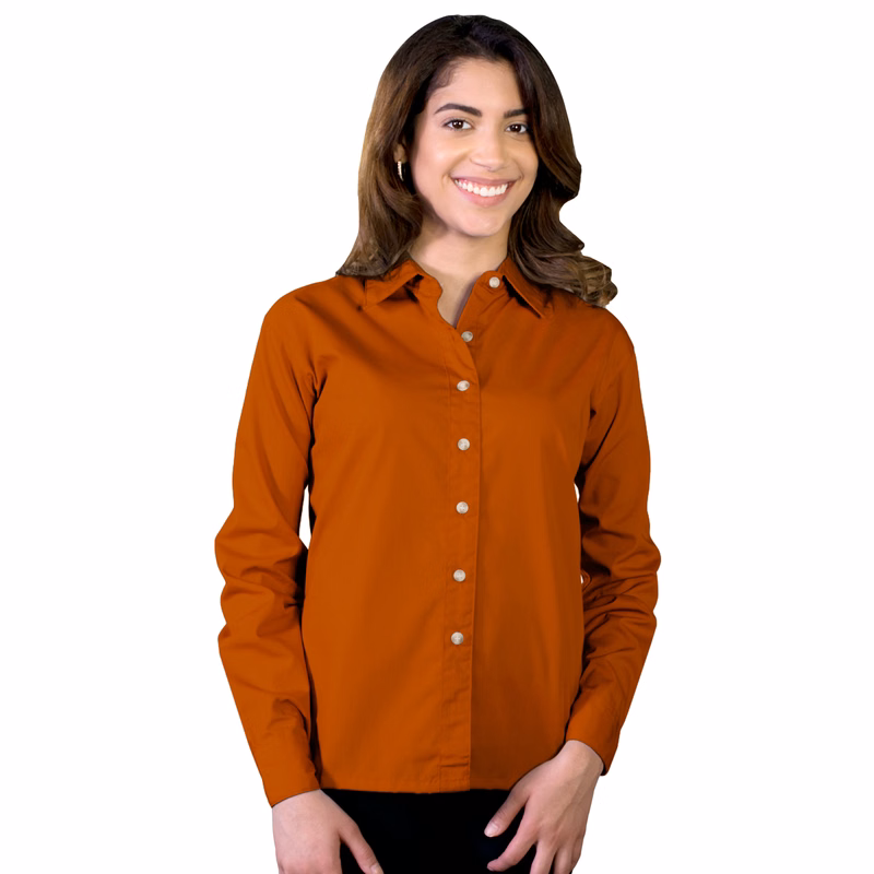 Ladies' L/S Superblend Poplin Shirt with Bone Buttons
