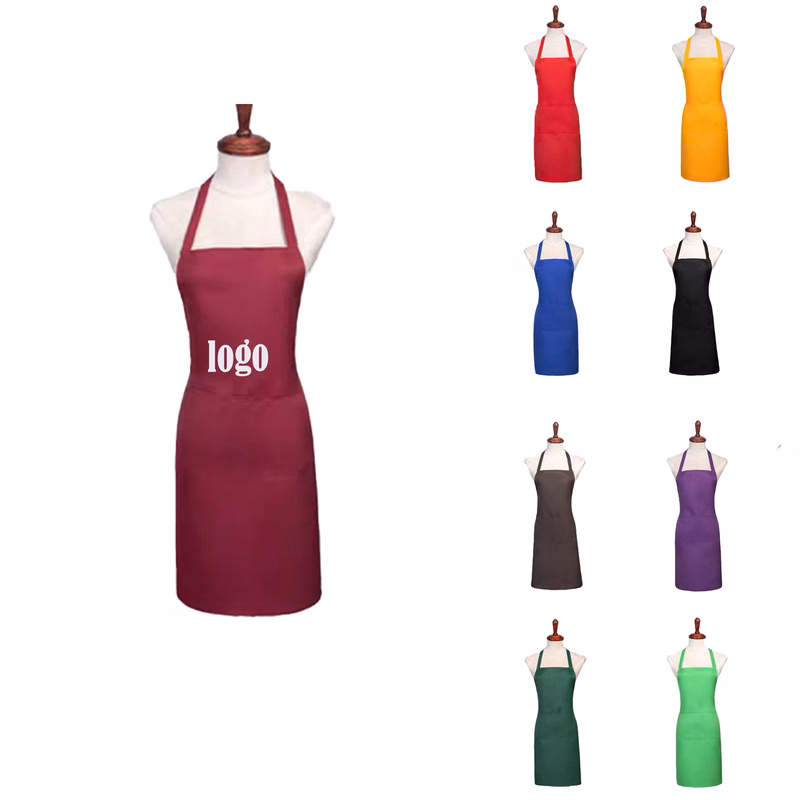 Unisex Comfortable Bib Apron With 2 Pocket For BBQ MOQ50