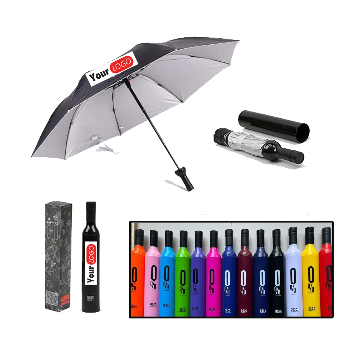 Custom Full Color Wine Bottle Umbrella MOQ 1pcs 1