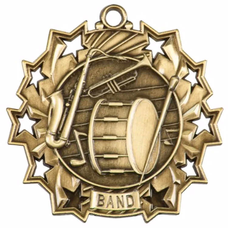 2 1/4" Ten Star Antique Finish Medal-Band