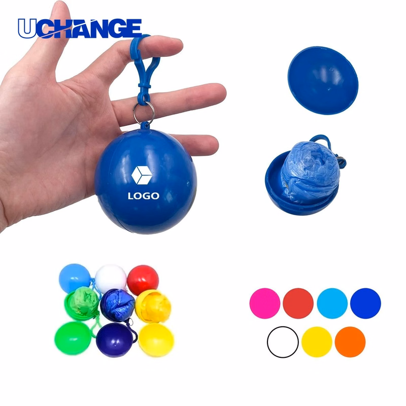 Disposable Raincoat Ball Keychain