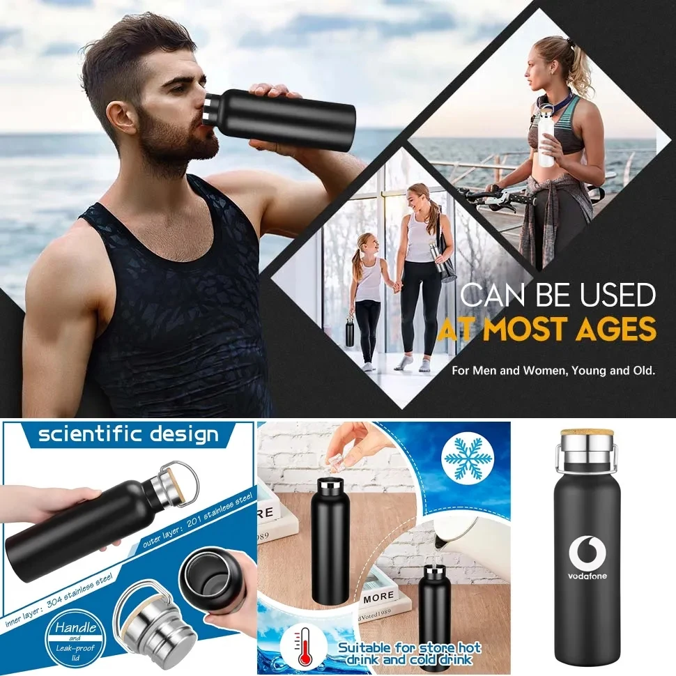 Eco-friendly 20 oz 18/8 Stainless Steel Sports Water Bottle, custom water bottle with logo imprint 1