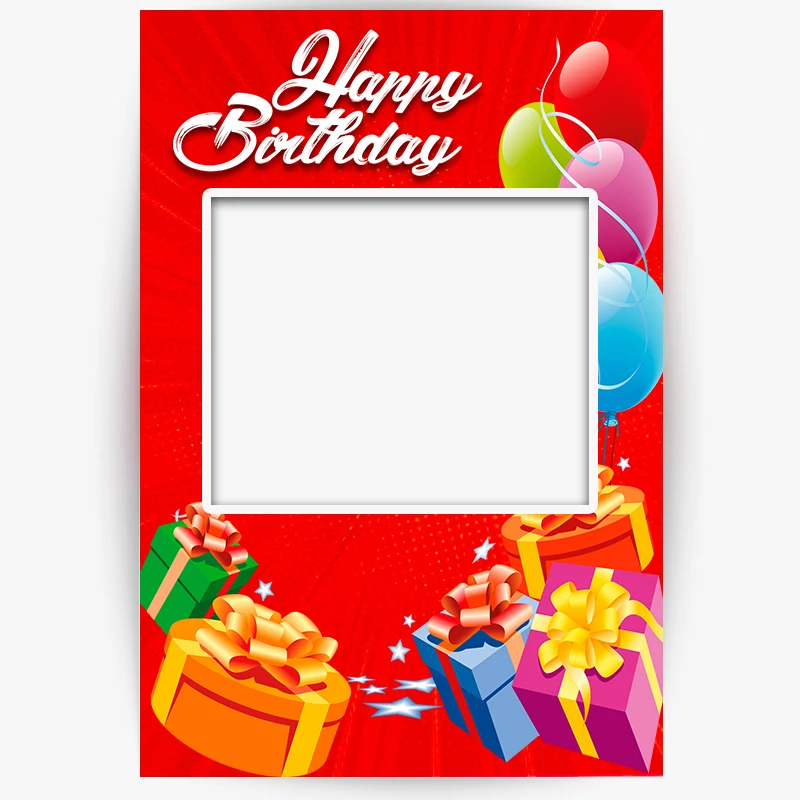Happy Birthday Selfie Frame Photo Booth and Picture Frame Props For Birthday Party 2"W x 3"H Red 1