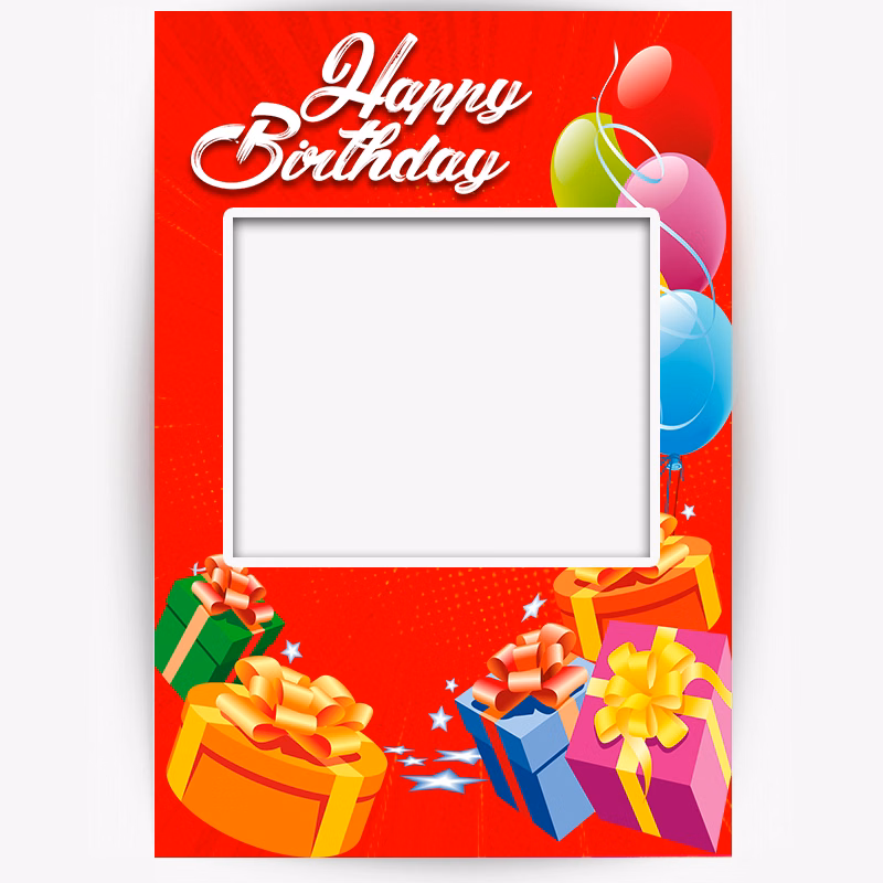 Happy Birthday Selfie Frame Photo Booth and Picture Frame Props For Birthday Party 2"W x 3"H Red