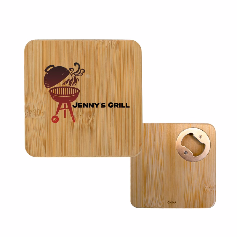 Bamboo Square Coaster & Bottle Opener