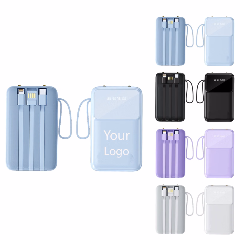 Portable Charger with Built-in Cables, 10000mAh Power Bank