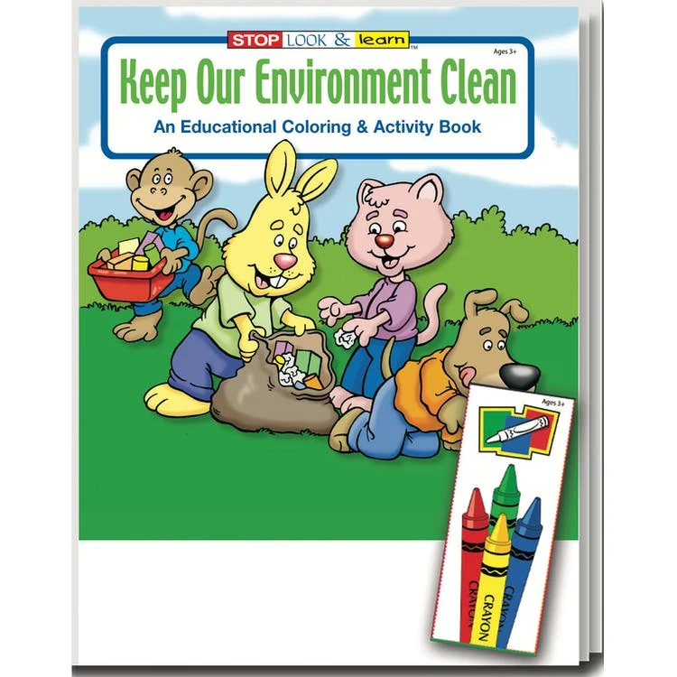 Keep Our Environment Clean Coloring Book Sets - 4 Pack Crayons Ages 3-11 1