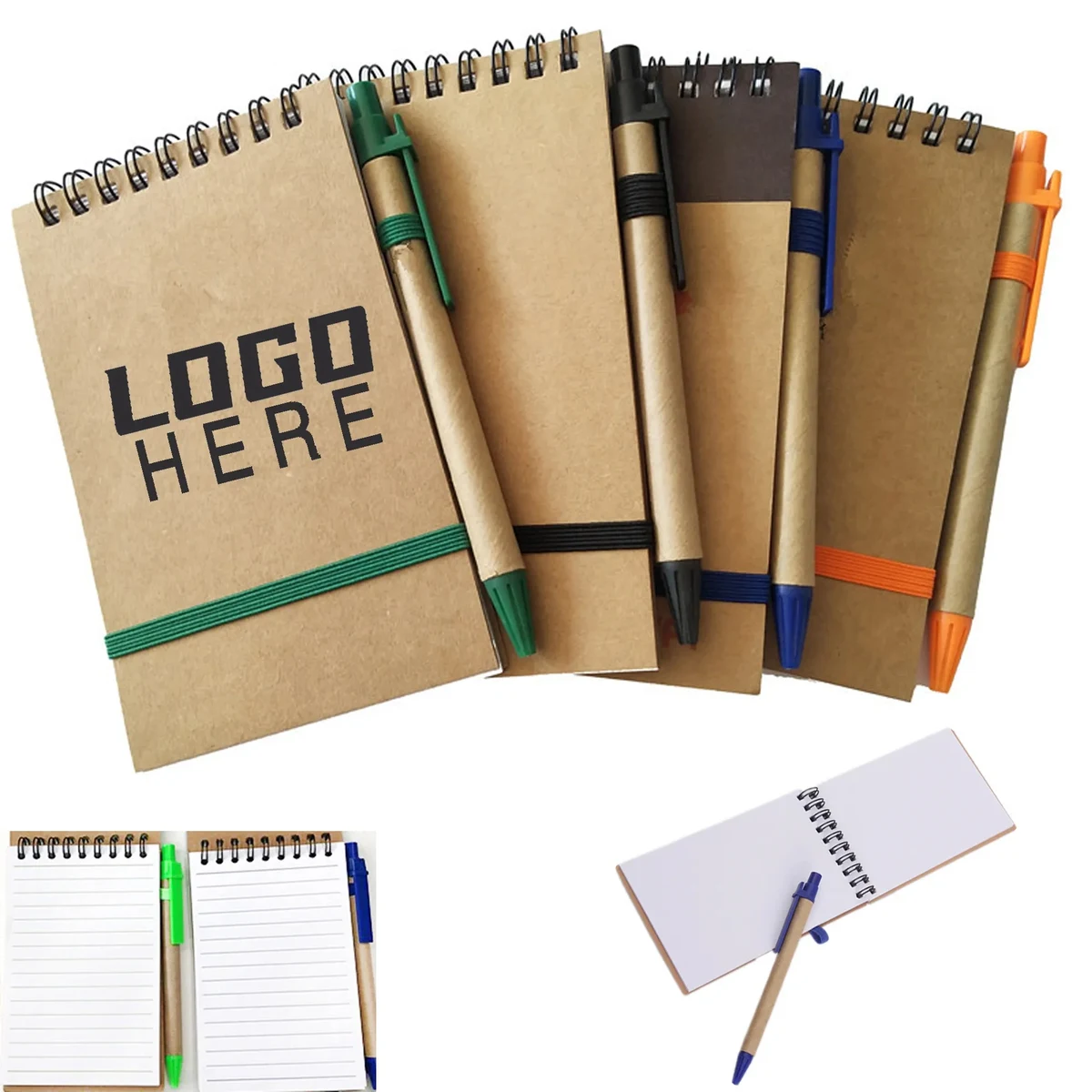 50 Sheets Spiral Journal Coil Kraft Notebook With A Pen 1