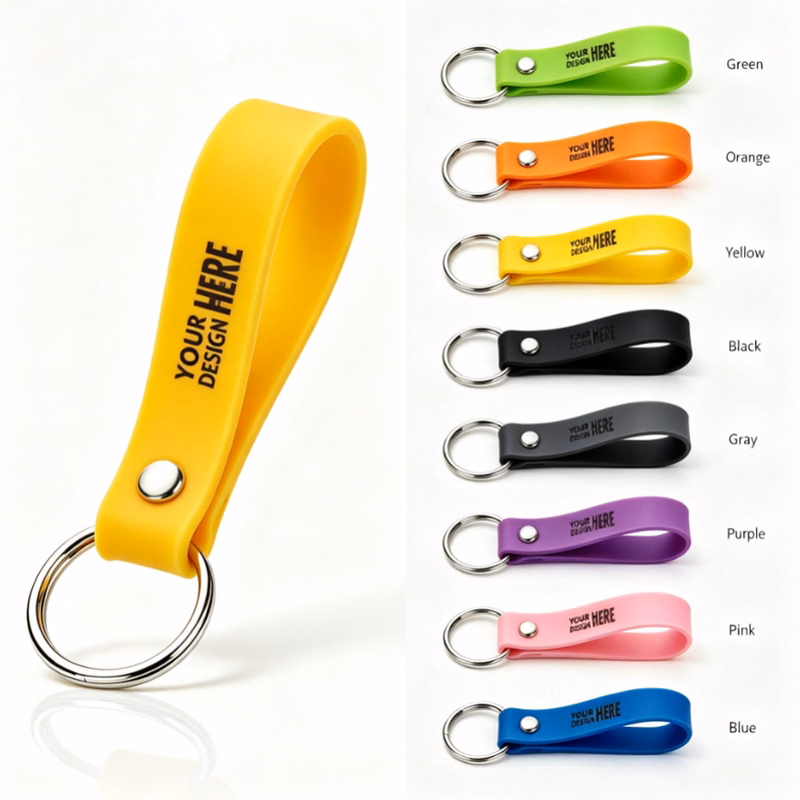 Soft Silicone Key Holder Strap with Durable Metal Split Ring