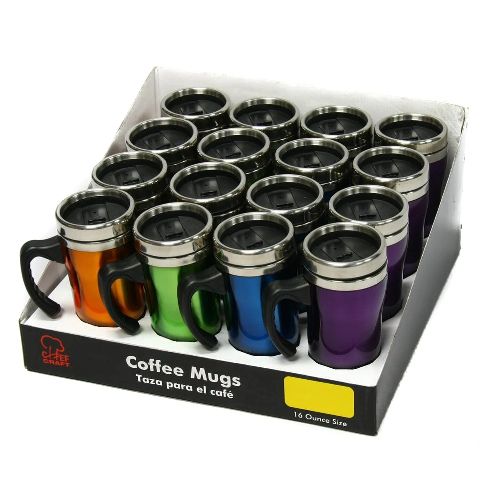 16 oz Coffee Mugs - Assorted Stainless Steel 1