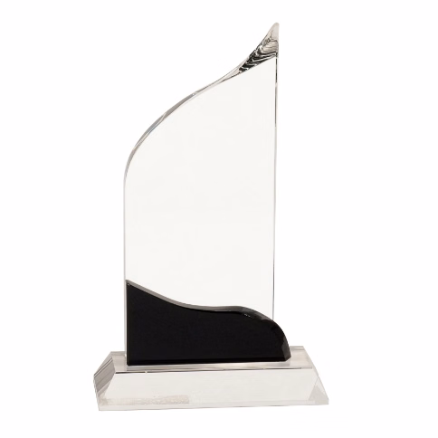 8-1/2" Clear/Black Crystal Wave Award