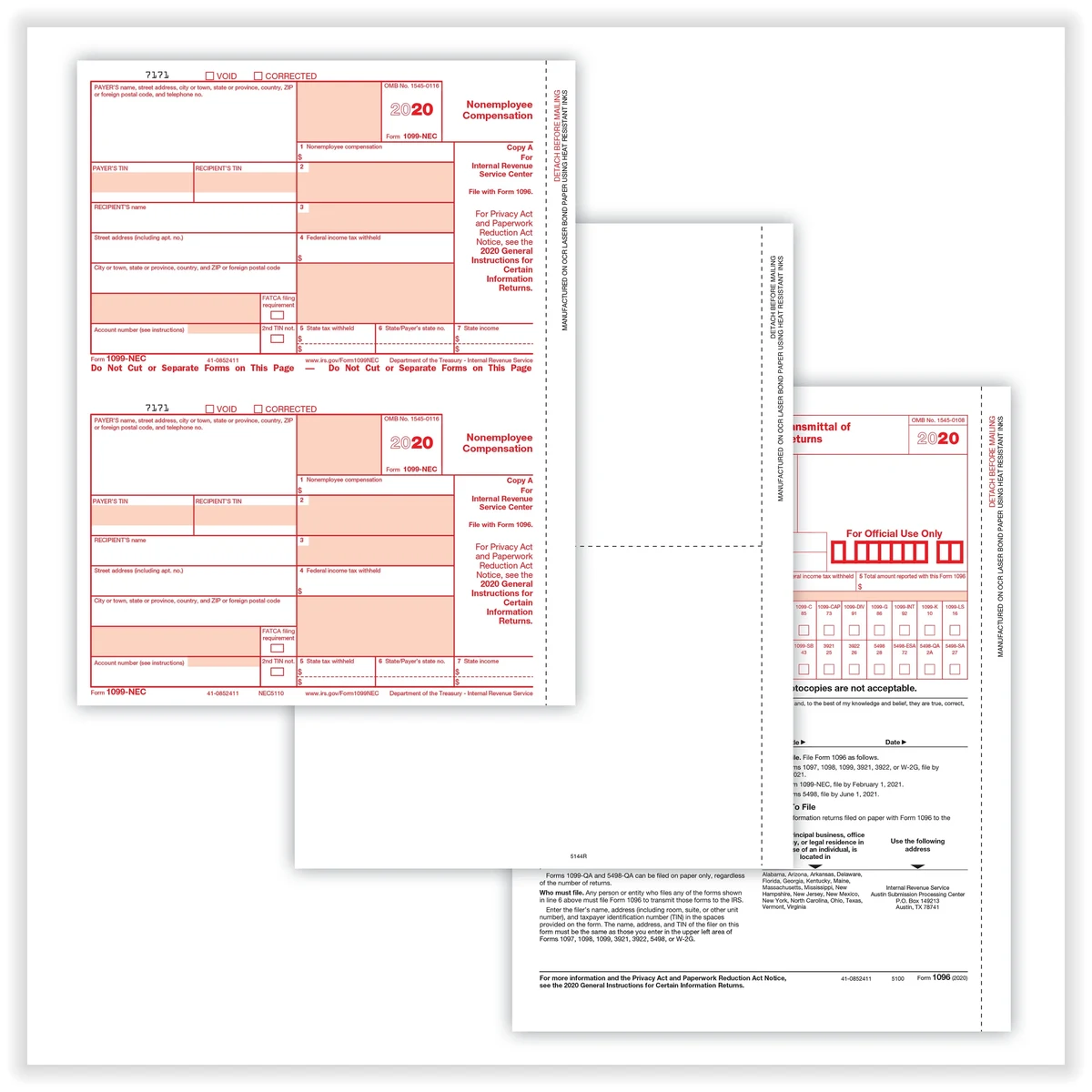 1099 NEC Laser Set - 4 Part - Blank (50 Employees) 1