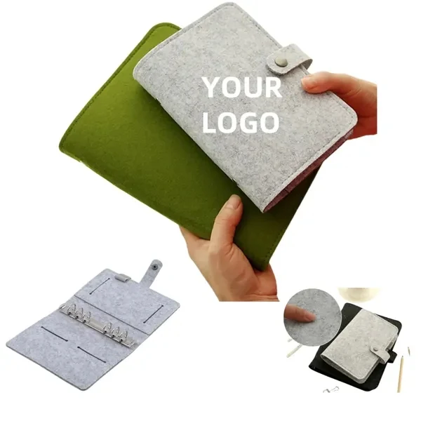 Custom A5 A6 Felt Shell Notebook Organizer with Card Slots — Professional Binder 1