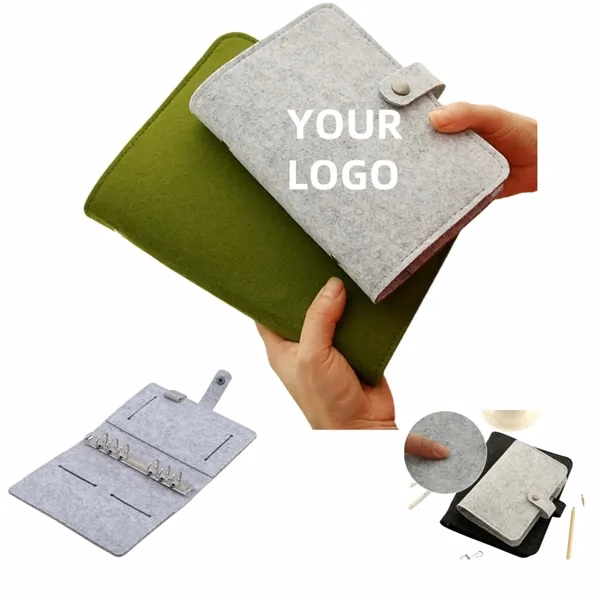 Custom A5 A6 Felt Shell Notebook Organizer with Card Slots — Professional Binder
