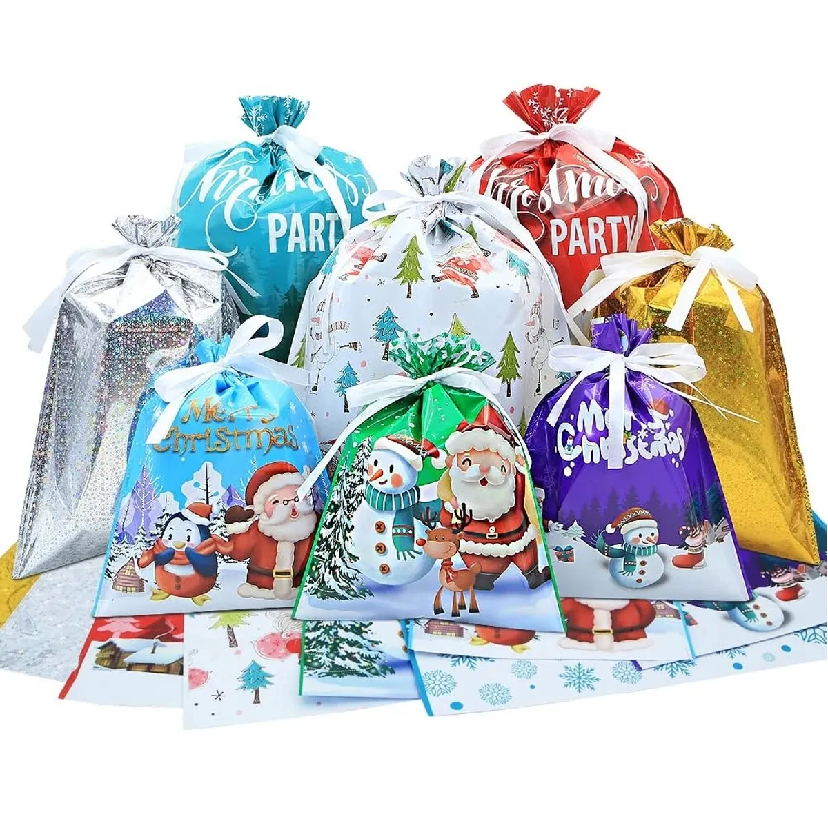 Christmas Drawstring Gift Wrap Bags 1