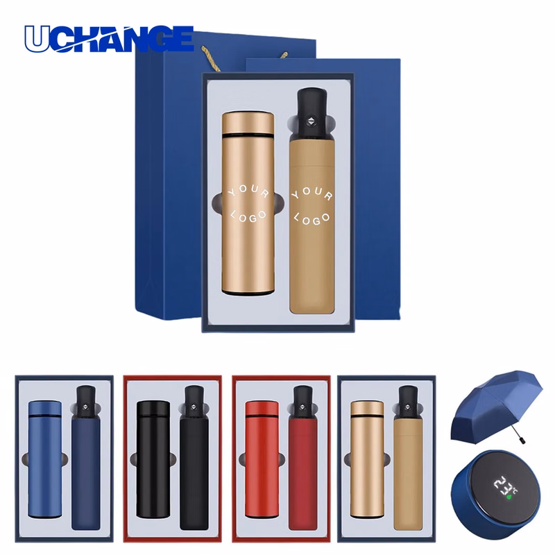 Stainless Thermos Cup and Compact Umbrella Gift Set Kit