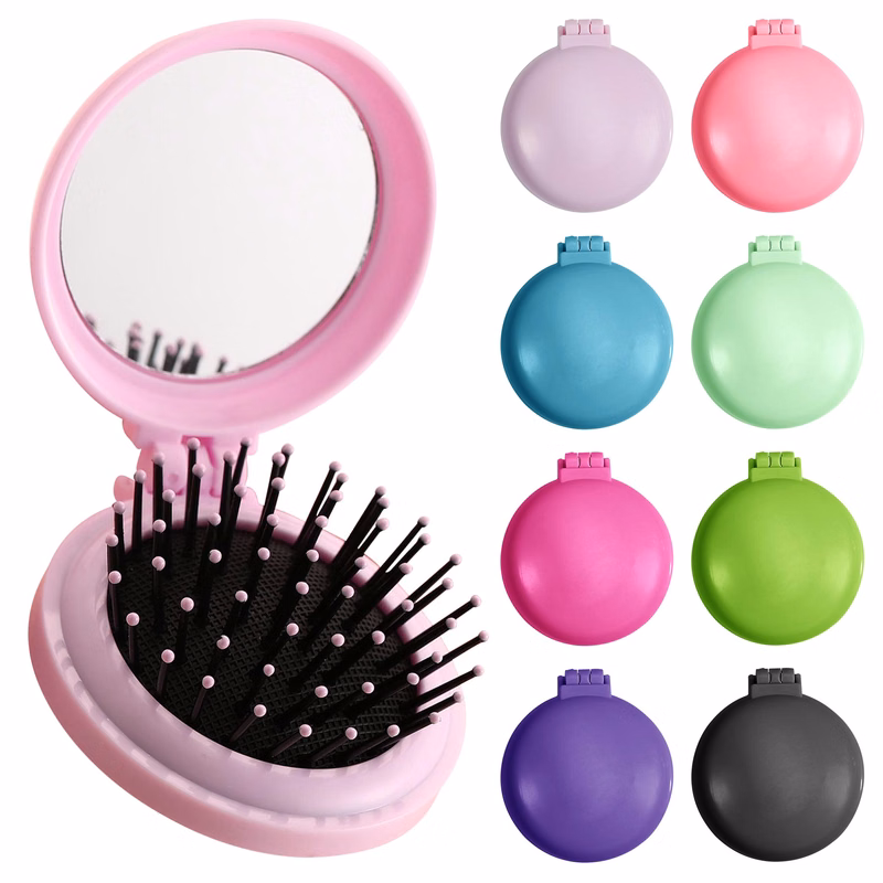 Folding Massage Plastic Comb With Mirror
