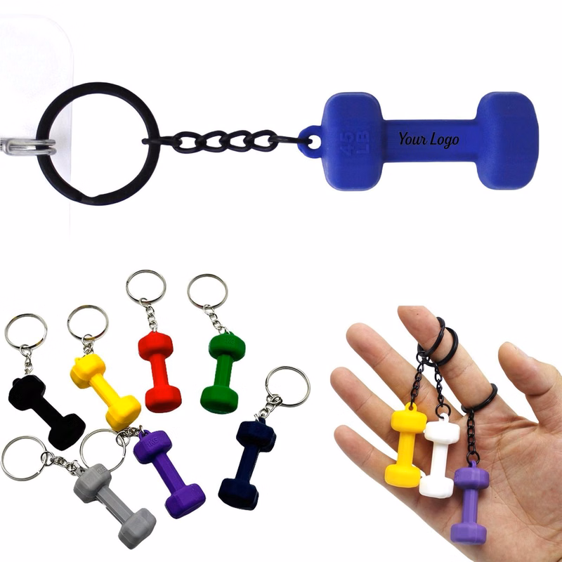Mini PVC Dumbbell Keychain