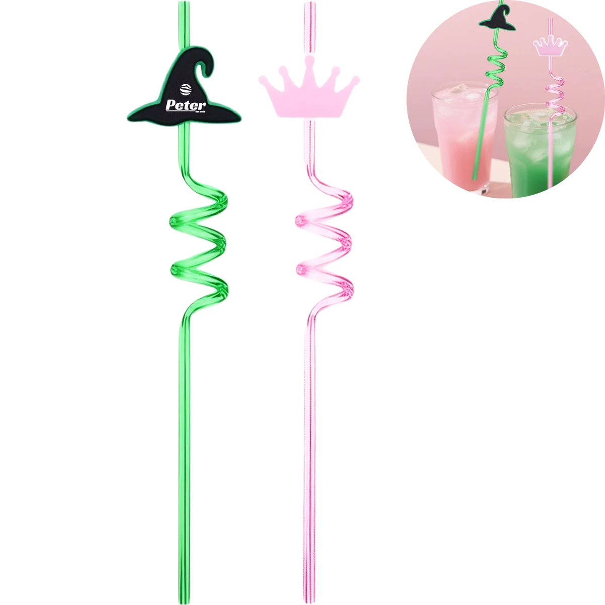 Plastic Reusable Spiral Witch Drinking Straws 1